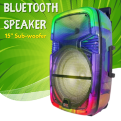 <p style='text-align: center; font-family: Arial, sans-serif;'>
  <span style='font-size: 22px; font-weight: bold; color: #ff6600;'>
   Bluetooth Speaker 
  </span><br>
  <span style='font-size: 14px; font-weight: bold; color: #0080ff;'>
 15' Subwoofer
  </span>
</p>
