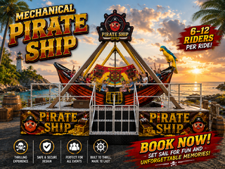 <p style='text-align: center; font-family: Arial, sans-serif;'>
  <span style='font-size: 22px; font-weight: bold; color: #ff6600;'>
    Mechanical Pirate Ship
  </span><br>
  <span style='font-size: 14px; font-weight: bold; color: #0080ff;'>
   12 Person or 6 Adults (Includes Staffing) 🎥 Watch the video below!
  </span>
</p>
