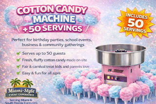 <p style='text-align: center; font-family: Arial, sans-serif;'>
  <span style='font-size: 22px; font-weight: bold; color: #ff6600;'>
    Cotton Candy Machine Concession with Supplies for 50
  </span><br>
  <span style='font-size: 14px; font-weight: bold; color: #0080ff;'>
    🎥 Watch the video below!
  </span>
</p>
