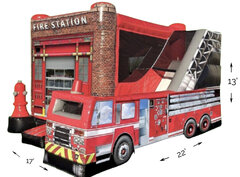 R72 - Fire Station Bounce House With Slide <p><strong><span style='color: #ff00ff;'>Watch Video Inside</span></strong></p>