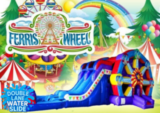 <p style='text-align: center; font-family: Arial, sans-serif;'>
  <span style='font-size: 22px; font-weight: bold; color: #ff6600;'>
    Ferris Wheel Bounce House With Double Lane
  </span><br>
  <span style='font-size: 14px; font-weight: bold; color: #0080ff;'>
    🎥 Watch the video below! – Wet/Dry – R103
  </span>
</p>
