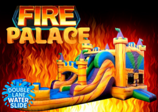 <p style='text-align: center; font-family: Arial, sans-serif;'>
  <span style='font-size: 22px; font-weight: bold; color: #ff6600;'>
    Fire Palace Bounce House With Double Lane Slide
  </span><br>
  <span style='font-size: 14px; font-weight: bold; color: #0080ff;'>
    🎥 Watch the video below! – Wet/Dry – R102
  </span>
</p>

