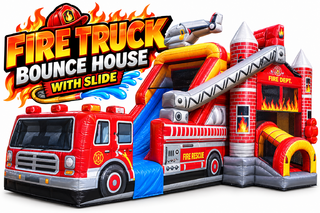 <p style='text-align: center; font-family: Arial, sans-serif;'>
  <span style='font-size: 22px; font-weight: bold; color: #ff6600;'>
    Fire Truck Bounce House With Slide
  </span><br>
  <span style='font-size: 14px; font-weight: bold; color: #0080ff;'>
    🎥 Watch the video below! – Wet/Dry – R72
  </span>
</p>
