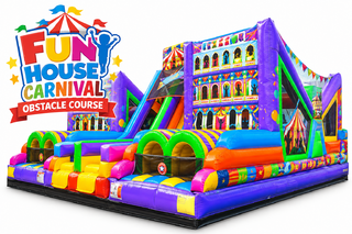 <p style='text-align: center; font-family: Arial, sans-serif;'>
  <span style='font-size: 22px; font-weight: bold; color: #ff6600;'>
    Fun House (Carnival) Obstacle Course
  </span><br>
  <span style='font-size: 14px; font-weight: bold; color: #0080ff;'>
    🎥 Watch the video below! – (A, B, C)
  </span><br>
  <span style='font-size: 14px; font-weight: bold; color: green;'>
    ✅ Free Delivery & Setup
  </span>
</p>

