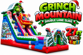 <p style='text-align: center; font-family: Arial, sans-serif;'>
  <span style='font-size: 22px; font-weight: bold; color: #ff6600;'>
    27 FT Grinch Mountain Double Lane Slide (DRY ONLY)
  </span><br>
  <span style='font-size: 14px; font-weight: bold; color: #0080ff;'>
    🎥 Watch the video below! S28
  </span>
</p>
