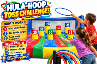 <p style='text-align: center; font-family: Arial, sans-serif;'>
  <span style='font-size: 22px; font-weight: bold; color: #ff6600;'>
    Hula Hoop Toss (Carnival Game)
  </span><br>
  <span style='font-size: 14px; font-weight: bold; color: #0080ff;'>
    🎥 Watch the video below!  – R126
  </span><br>
  <span style='font-size: 14px; font-weight: bold; color: green;'>
   
  </span>
</p>