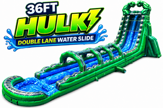 <p style='text-align: center; font-family: Arial, sans-serif;'>
  <span style='font-size: 22px; font-weight: bold; color: #ff6600;'>
    36 FT Hulk Double Lane Water Slide
  </span><br>
  <span style='font-size: 14px; font-weight: bold; color: #0080ff;'>
    🎥 Watch the video below! – (H1+ H2)
  </span><br>
  <span style='font-size: 14px; font-weight: bold; color: green;'>
    ✅ Free Delivery & Setup
  </span>
</p>
