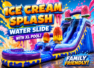 <p style='text-align: center; font-family: Arial, sans-serif;'>
  <span style='font-size: 22px; font-weight: bold; color: #ff6600;'>
    22Ft Ice Cream Splash Water Slide with XL Pool (Family Friendly)
  </span><br>
  <span style='font-size: 14px; font-weight: bold; color: #0080ff;'>
    🎥 Watch the video below! – R62
  </span><br>
  <span style='font-size: 14px; font-weight: bold; color: green;'>
    ✅ Free Delivery & Setup
  </span>
</p>

