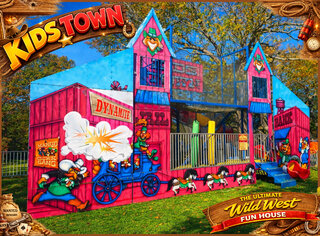 <p style='text-align: center; font-family: Arial, sans-serif;'>
  <span style='font-size: 22px; font-weight: bold; color: #ff6600;'>
  Kids Town - The Ultimate Wild West Fun House
  </span><br>
  <span style='font-size: 14px; font-weight: bold; color: #0080ff;'>
     (Includes Staffing) 🎥 Watch the video below!
  </span>
</p>
