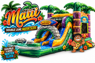 <p style='text-align: center; font-family: Arial, sans-serif;'>
  <span style='font-size: 22px; font-weight: bold; color: #ff6600;'>
    Maui Bounce House With Double Lane Slide
  </span><br>
  <span style='font-size: 14px; font-weight: bold; color: #0080ff;'>
    🎥 Watch the video below! – Wet/Dry – R127
  </span><br>
  <span style='font-size: 14px; font-weight: bold; color: green;'>
    ✅ Free Delivery & Setup
  </span>
</p>
