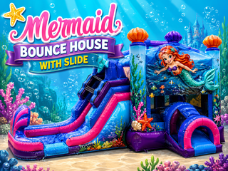 <p style='text-align: center; font-family: Arial, sans-serif;'>
  <span style='font-size: 22px; font-weight: bold; color: #ff6600;'>
    Mermaid Bounce House With Slide
  </span><br>
  <span style='font-size: 14px; font-weight: bold; color: #0080ff;'>
    🎥 Watch the video below! – Wet/Dry – R15
  </span><br>
  <span style='font-size: 14px; font-weight: bold; color: green;'>
    ✅ Free Delivery & Setup
  </span>
</p>
