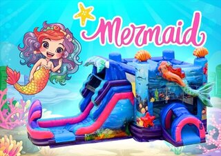 R15 - Mermaid Bounce House With Slide (Wet or Dry)<p><strong><span style='color: #ff00ff;'>Watch Video Inside</span></strong></p>