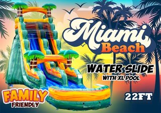 R35/93 -22Ft Miami Beach Water Slide with XL Pool (Family Friendly) <p><strong><span style='color: #ff00ff;'>Watch Video Inside</span></strong></p>