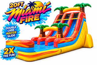 R116 - 20Ft Miami Fire Double Lane Water Slide