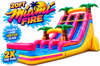 <p style='text-align: center; font-family: Arial, sans-serif;'>
  <span style='font-size: 22px; font-weight: bold; color: #ff6600;'>
    20Ft Miami Fire Double Lane Water Slide
  </span><br>
  <span style='font-size: 14px; font-weight: bold; color: #0080ff;'>
    🎥 Watch the video below! – R116
  </span><br>
  <span style='font-size: 14px; font-weight: bold; color: green;'>
    ✅ Free Delivery & Setup
  </span>
</p>

