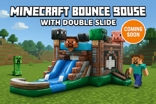 <p style='text-align: center; font-family: Arial, sans-serif;'>
  <span style='font-size: 22px; font-weight: bold; color: #ff6600;'>
    Minecraft Bounce House with Double Slide
  </span><br>
  <span style='font-size: 14px; font-weight: bold; color: #0080ff;'>
    🎥 Watch the video below! – Wet/Dry 
  </span>
</p>