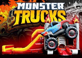 R81 - Monster Truck Bounce House With Double Lane Slide (Wet & Dry)  <p><strong><span style='color: #ff00ff;'>Watch Video Inside</span></strong></p>