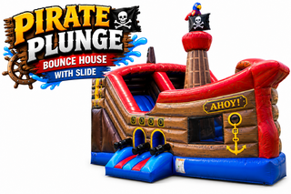 <p style='text-align: center; font-family: Arial, sans-serif;'>
  <span style='font-size: 22px; font-weight: bold; color: #ff6600;'>
    Pirate Plunge Bounce House With Slide Inside
  </span><br>
  <span style='font-size: 14px; font-weight: bold; color: #0080ff;'>
    🎥 Watch the video below! – R106
  </span><br>
  <span style='font-size: 14px; font-weight: bold; color: green;'>
    ✅ Free Delivery & Setup
  </span>
</p>
