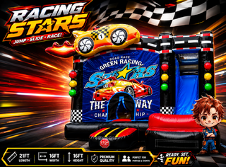 <p style='text-align: center; font-family: Arial, sans-serif;'>
  <span style='font-size: 22px; font-weight: bold; color: #ff6600;'>
    Race Car Bounce House With Slide
  </span><br>
  <span style='font-size: 14px; font-weight: bold; color: #0080ff;'>
    🎥 Watch the video below! – Wet/Dry – R87
  </span><br>
  <span style='font-size: 14px; font-weight: bold; color: green;'>
    ✅ Free Delivery & Setup
  </span>
</p>

