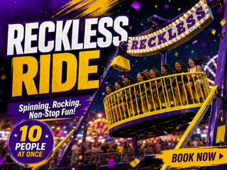 <p style='text-align: center; font-family: Arial, sans-serif;'>
  <span style='font-size: 22px; font-weight: bold; color: #ff6600;'>
    Reckless Ride - 10 Person
  </span><br>
  <span style='font-size: 14px; font-weight: bold; color: #0080ff;'>
    (Includes Staffing) 🎥 Watch the video below!
  </span>
</p>