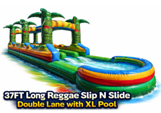 <p style='text-align: center; font-family: Arial, sans-serif;'>
  <span style='font-size: 22px; font-weight: bold; color: #ff6600;'>
    R98 - 37FT Long Reggae Slip N Slide Double Lane with XL Pool (Family Friendly)
  </span><br>
  <span style='font-size: 14px; font-weight: bold; color: #0080ff;'>
    🎥 Watch the video below!
  </span><br>
  <span style='font-size: 14px; font-weight: bold; color: green;'>
    ✅ Free Delivery & Setup
  </span>
</p>
