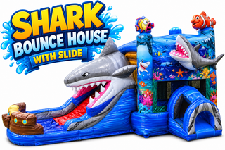 <p style='text-align: center; font-family: Arial, sans-serif;'>
  <span style='font-size: 22px; font-weight: bold; color: #ff6600;'>
    Shark Bounce House With Slide
  </span><br>
  <span style='font-size: 14px; font-weight: bold; color: #0080ff;'>
    🎥 Watch the video below! – Wet/Dry – R83
  </span><br>
  <span style='font-size: 14px; font-weight: bold; color: green;'>
    ✅ Free Delivery & Setup
  </span>
</p>
