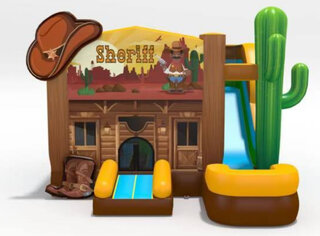 Sheriff Bounce House Slide With Slide 