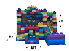 R95/96 - Blocks Bounce House With Slide (Wet or Dry)<p><strong><span style='color: #ff00ff;'>Watch Video Inside</span></strong></p>