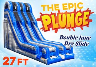 The Epic Plunge – 27 Ft Double Lane Dry Slide <p><strong><span style='color: #ff00ff;'>Watch Video Inside</span></strong></p>