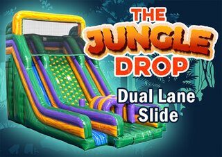 24Ft The Jungle Drop – Dual Lane Inflatable Slide <p><strong><span style='color: #ff00ff;'>Watch Video Inside</span></strong></p>