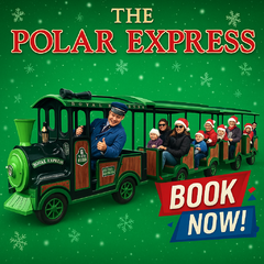 THE POLAR EXPRESS Trackless Electric Train <br>Incl Staff And 3 Hours Of Service <p><strong><span style='color: #ff00ff;'>Watch Video Inside</span></strong></p>