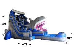 R79 - 20Ft Tiburon (Shark) Double Lane Water Slide With XL Pool (Family Friendly) Watch Video Inside