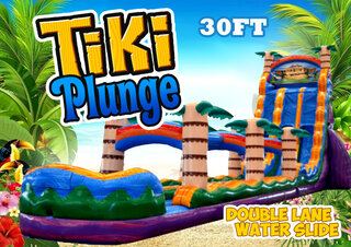 (R33/34) - 30 FT Tiki Plunge Double Lane Water Slide <p><strong><span style='color: #ff00ff;'>Watch Video Inside</span></strong></p>