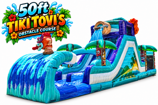 <p style='text-align: center; font-family: Arial, sans-serif;'>
  <span style='font-size: 22px; font-weight: bold; color: #ff6600;'>
    50FT Tiki Tovi Obstacle Course
  </span><br>
  <span style='font-size: 14px; font-weight: bold; color: #0080ff;'>
    🎥 Watch the video below! – Wet/Dry – R13
  </span><br>
  <span style='font-size: 14px; font-weight: bold; color: green;'>
    ✅ Free Delivery & Setup
  </span>
</p>

