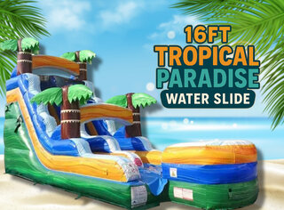<p style='text-align: center; font-family: Arial, sans-serif;'>
  <span style='font-size: 22px; font-weight: bold; color: #ff6600;'>
    16FT Tropical Paradise Water Slide
  </span><br>
  <span style='font-size: 14px; font-weight: bold; color: #0080ff;'>
    🎥 Watch the video below! (14 & under)
  </span>
</p>
