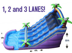 R82 - 23Ft Tropical Triple Lane Water Slide  with XL Pool (Family Friendly) WET/DRY Watch Video Inside