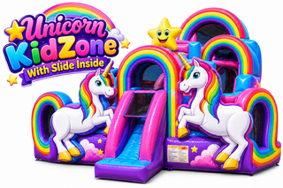 <p style='text-align: center; font-family: Arial, sans-serif;'>
  <span style='font-size: 22px; font-weight: bold; color: #ff6600;'>
    Unicorn KidZone With Slide Inside
  </span><br>
  <span style='font-size: 14px; font-weight: bold; color: #0080ff;'>
    🎥 Watch the video below! – Wet/Dry – R53
  </span><br>
  <span style='font-size: 14px; font-weight: bold; color: green;'>
    ✅ Free Delivery & Setup
  </span>
</p>
