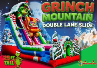 <p style='text-align: center; font-family: Arial, sans-serif;'>
  <span style='font-size: 22px; font-weight: bold; color: #ff6600;'>
    25 FT Grinch Mountain Double Lane Slide 
  </span><br>
  <span style='font-size: 14px; font-weight: bold; color: #0080ff;'>
    🎥 Watch the video below! 
  </span>
</p>
