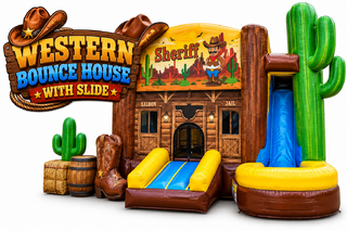 <p style='text-align: center; font-family: Arial, sans-serif;'>
  <span style='font-size: 22px; font-weight: bold; color: #ff6600;'>
    Western Bounce House With Slide
  </span><br>
  <span style='font-size: 14px; font-weight: bold; color: #0080ff;'>
    🎥 Watch the video below! – Wet/Dry – R6
  </span>
</p>