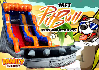 R58 -16Ft. The Pitbull Water Slide With XL Pool (Family Friendly) <p><strong><span style='color: #ff00ff;'>Watch Video Inside</span></strong></p>