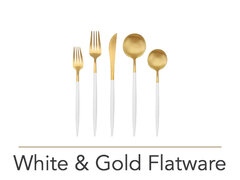 Flatware - White & Gold Flatware