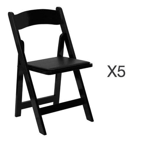 Tables and Chairs - Black Resin Folding Chairs (5 Pack)