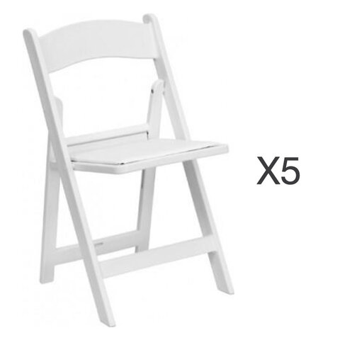 Tables and Chairs - White Resin Folding Chairs (5 Pack)