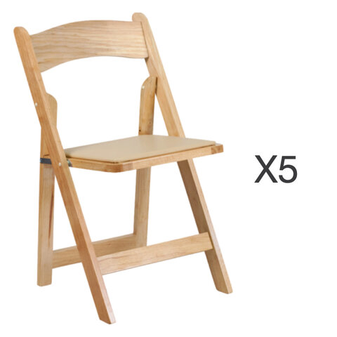 Tables and Chairs - Natural Wood Folding Chairs (5 Pack)