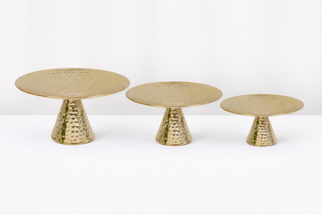 Gold Hammered Cake Stand Set
