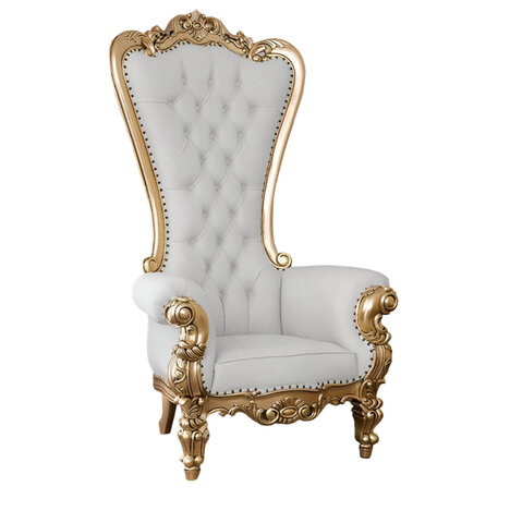 Single Throne Chair White Gold