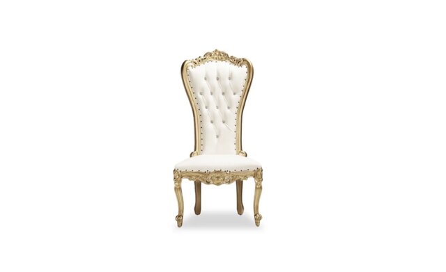 Single Throne Chair White Gold