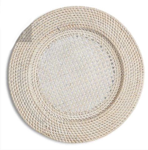 Rattan Whitewash Charger 