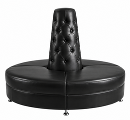 Luxury Black Circular Banquette Lounge with Tufted Center Column