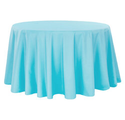 Aqua Blue Polyester Linen Round 120